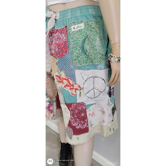 Custom Shorts OOAK Patched Appliques Faded tea dyed Oversized Grungy Miner - Picture 6 of 10